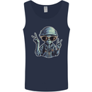 Hippy Peace Alien Mens Vest Tank Top Navy Blue