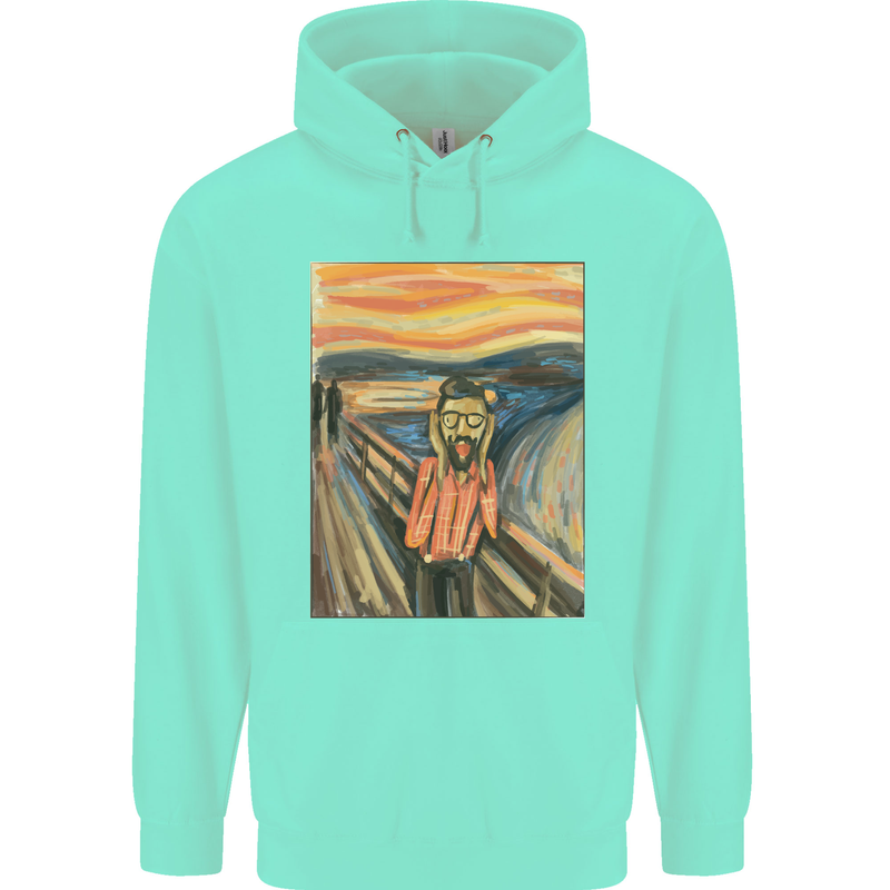 Hipster Scream Painting Childrens Kids Hoodie Peppermint