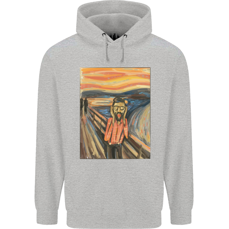 Hipster Scream Painting Childrens Kids Hoodie Sports Grey