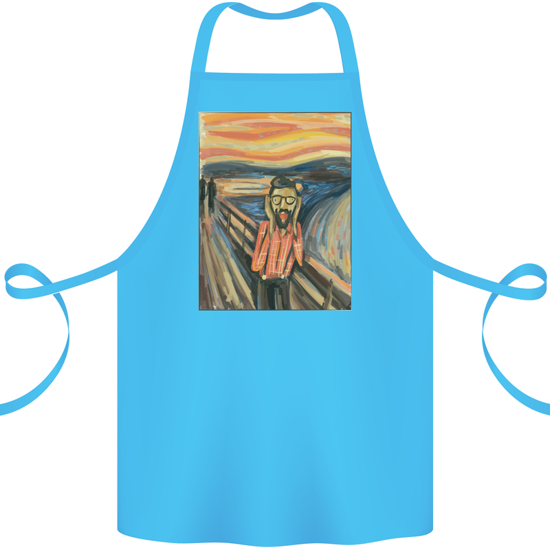 Hipster Scream Painting Cotton Apron 100% Organic Turquoise