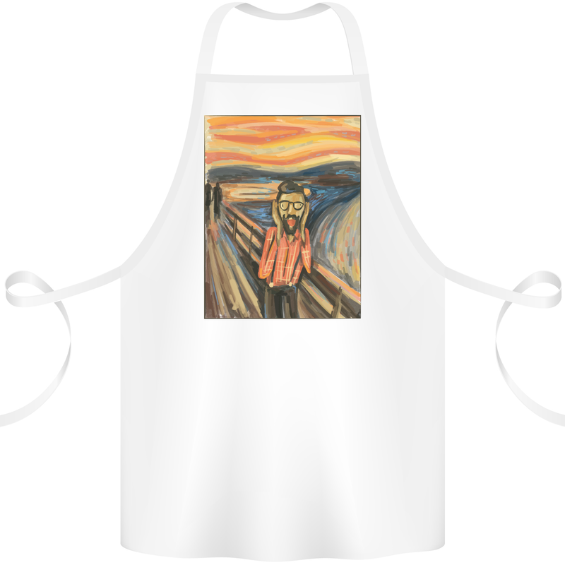 Hipster Scream Painting Cotton Apron 100% Organic White