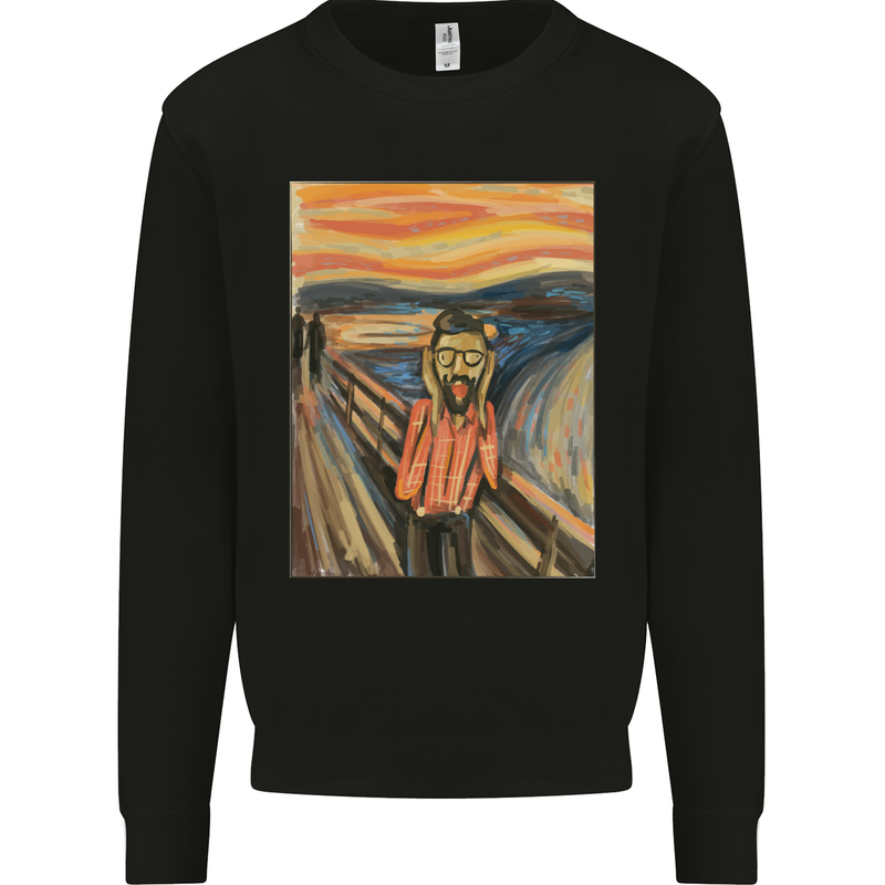 Hipster Scream Painting Kids Sweatshirt Jumper Black