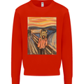 Hipster Scream Painting Kids Sweatshirt Jumper Bright Red