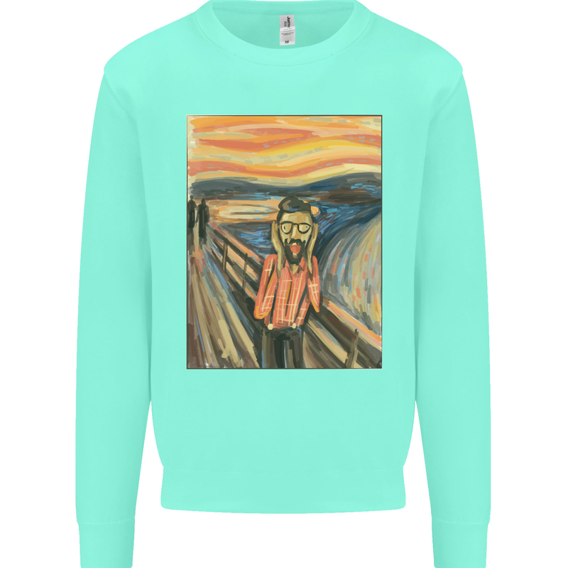 Hipster Scream Painting Kids Sweatshirt Jumper Peppermint