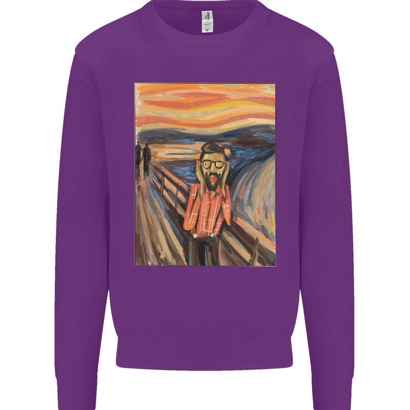 Hipster Scream Painting Kids Sweatshirt Jumper Purple