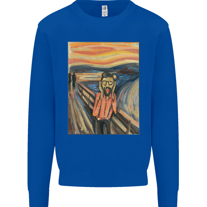 Hipster Scream Painting Kids Sweatshirt Jumper Royal Blue
