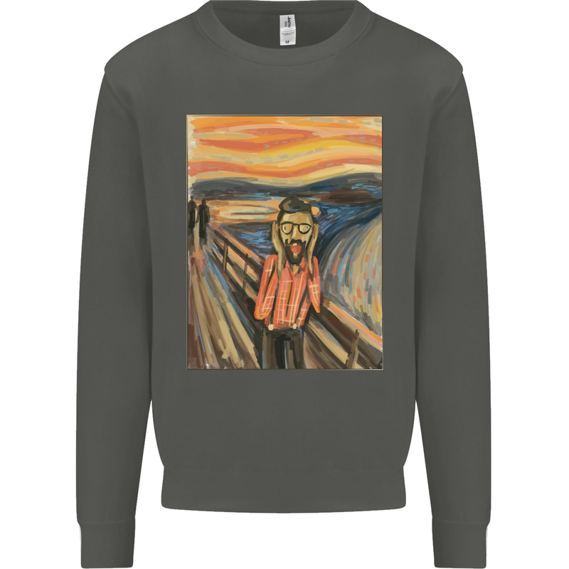Hipster Scream Painting Kids Sweatshirt Jumper Storm Grey