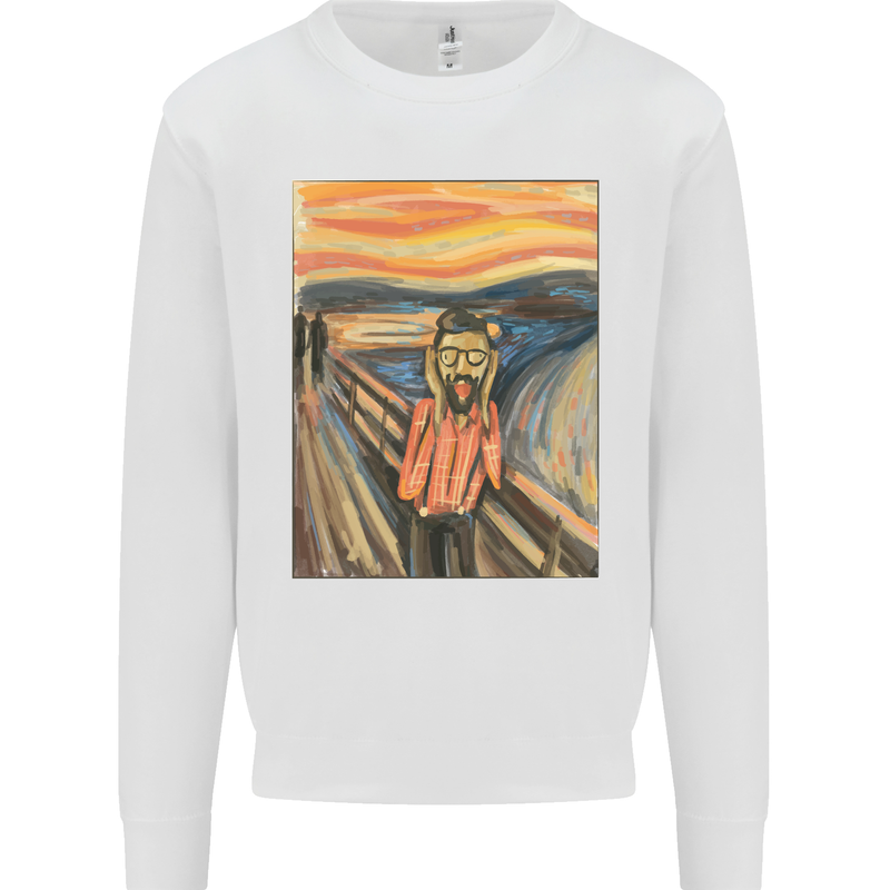 Hipster Scream Painting Kids Sweatshirt Jumper White