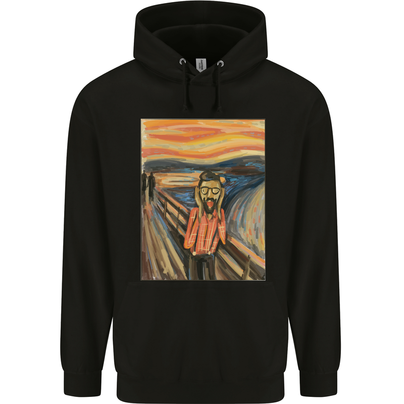 Hipster Scream Painting Mens 80% Cotton Hoodie Black