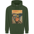 Hipster Scream Painting Mens 80% Cotton Hoodie Forest Green