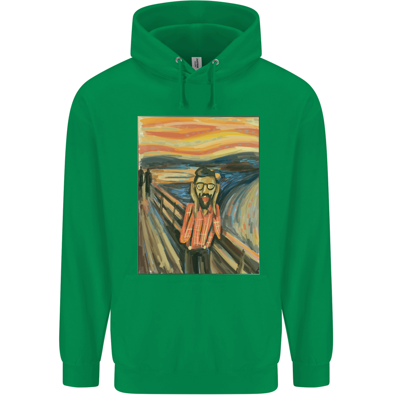 Hipster Scream Painting Mens 80% Cotton Hoodie Irish Green