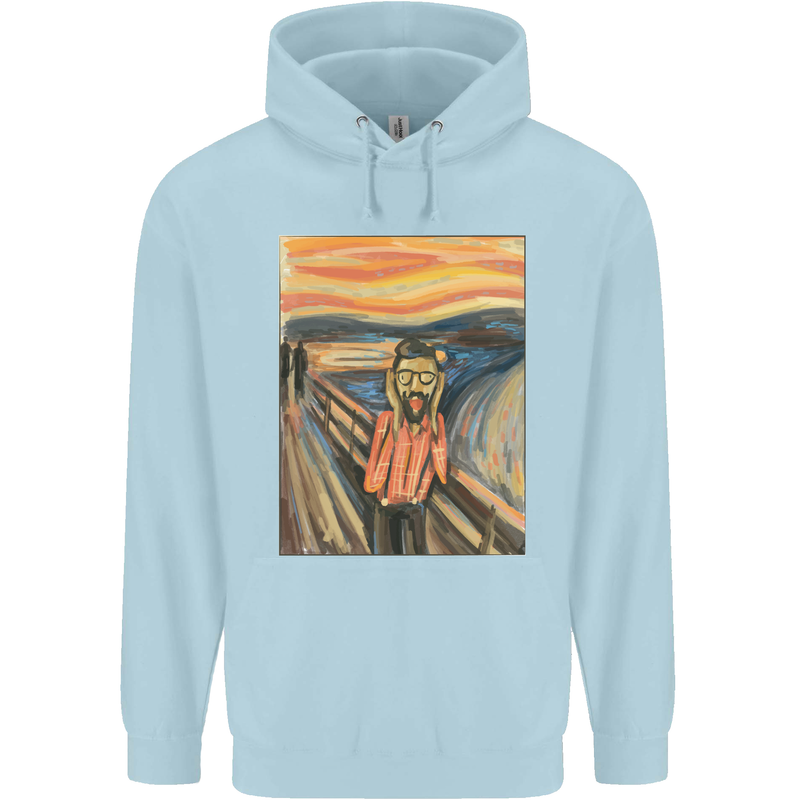 Hipster Scream Painting Mens 80% Cotton Hoodie Light Blue
