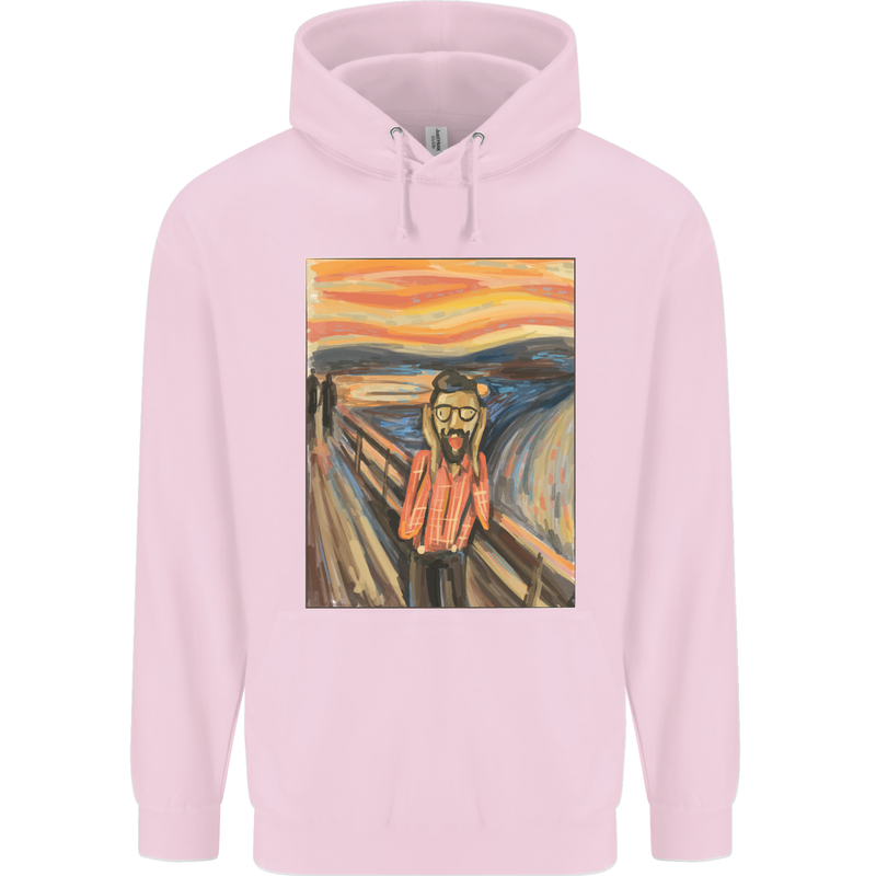 Hipster Scream Painting Mens 80% Cotton Hoodie Light Pink