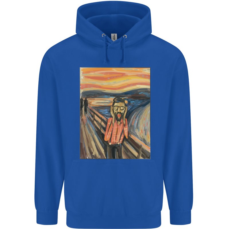 Hipster Scream Painting Mens 80% Cotton Hoodie Royal Blue