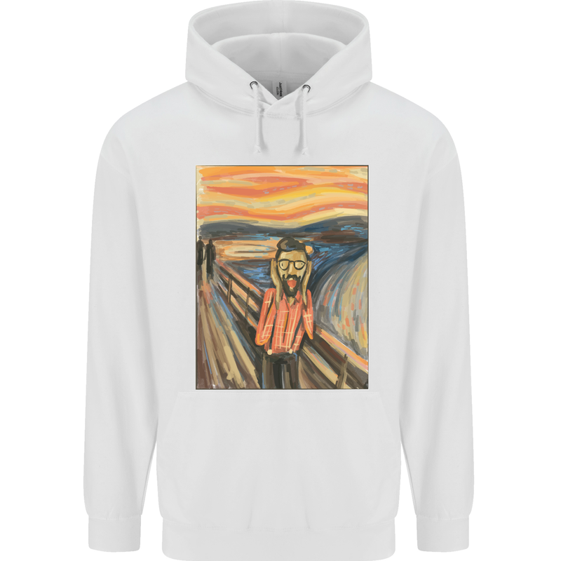 Hipster Scream Painting Mens 80% Cotton Hoodie White