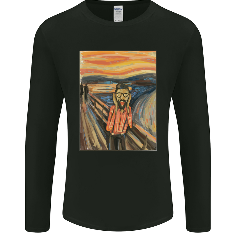 Hipster Scream Painting Mens Long Sleeve T-Shirt Black