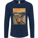 Hipster Scream Painting Mens Long Sleeve T-Shirt Navy Blue