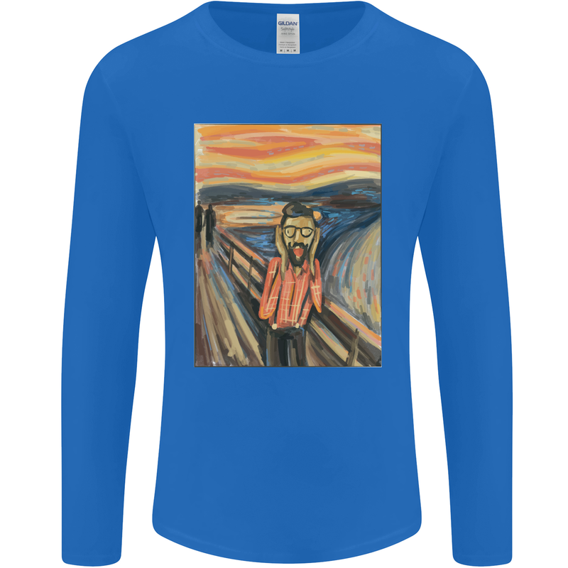 Hipster Scream Painting Mens Long Sleeve T-Shirt Royal Blue