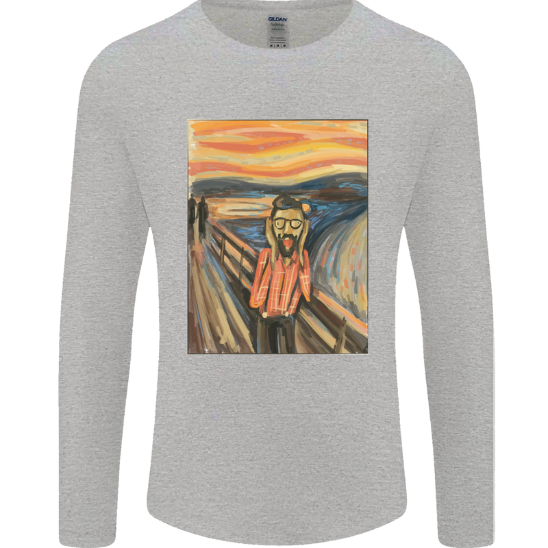 Hipster Scream Painting Mens Long Sleeve T-Shirt Sports Grey