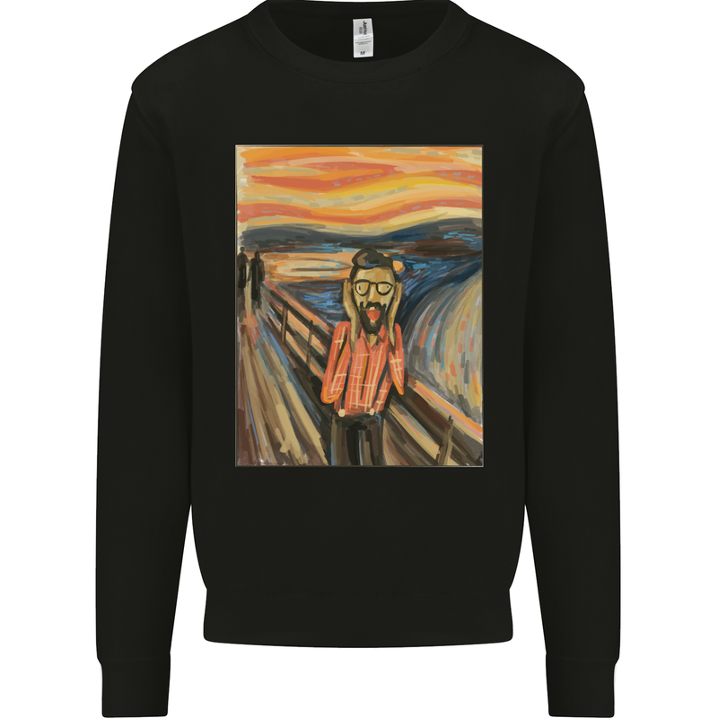 Hipster Scream Painting Mens Sweatshirt Jumper Black