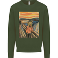 Hipster Scream Painting Mens Sweatshirt Jumper Forest Green