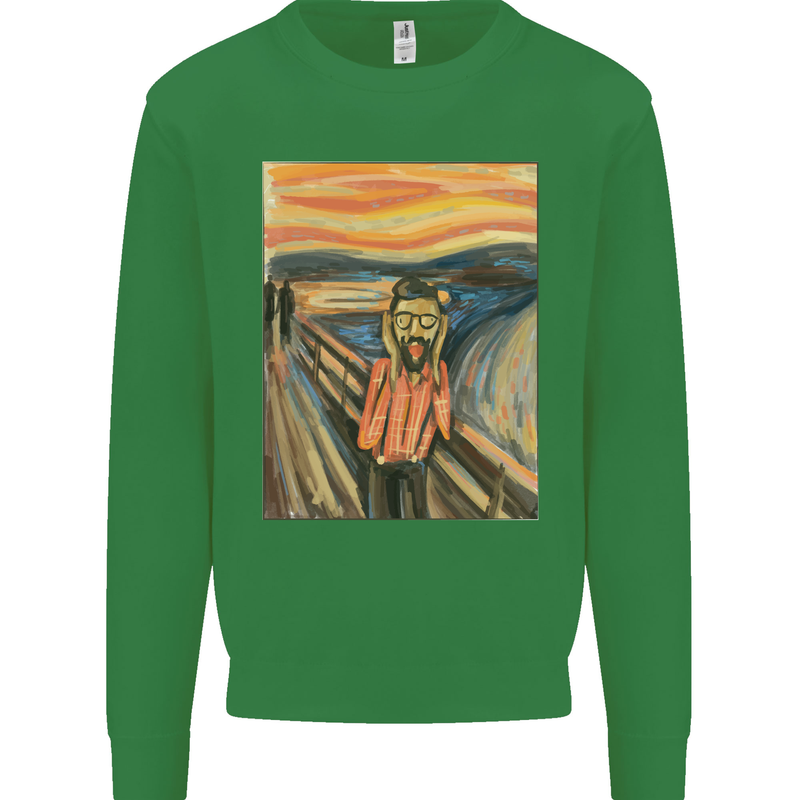 Hipster Scream Painting Mens Sweatshirt Jumper Irish Green