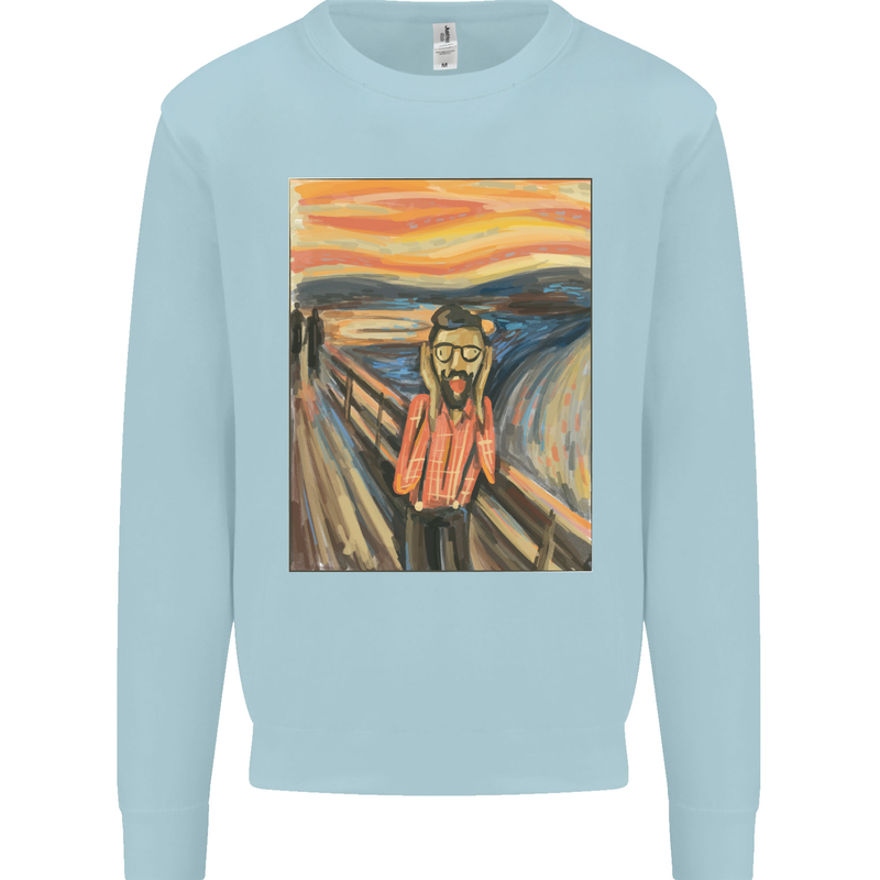 Hipster Scream Painting Mens Sweatshirt Jumper Light Blue