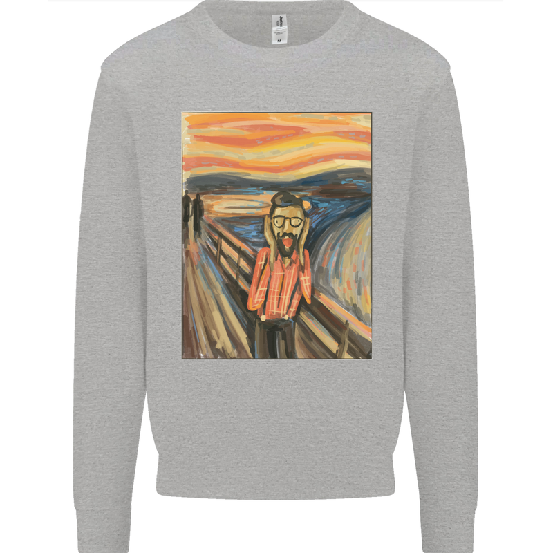 Hipster Scream Painting Mens Sweatshirt Jumper Sports Grey