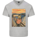 Hipster Scream Painting Mens V-Neck Cotton T-Shirt Sports Grey