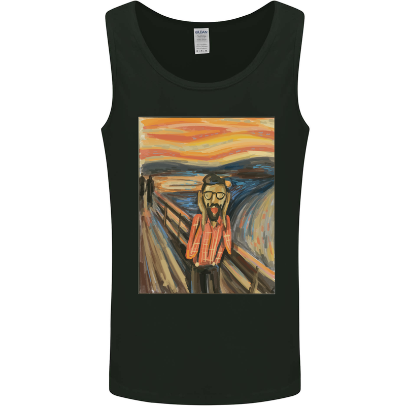 Hipster Scream Painting Mens Vest Tank Top Black