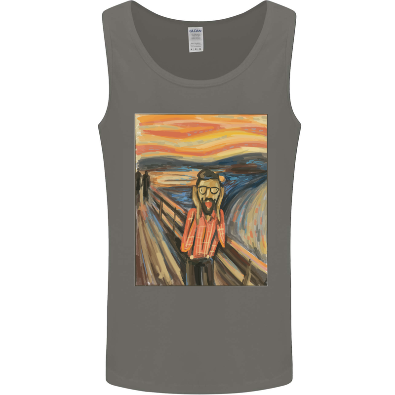 Hipster Scream Painting Mens Vest Tank Top Charcoal