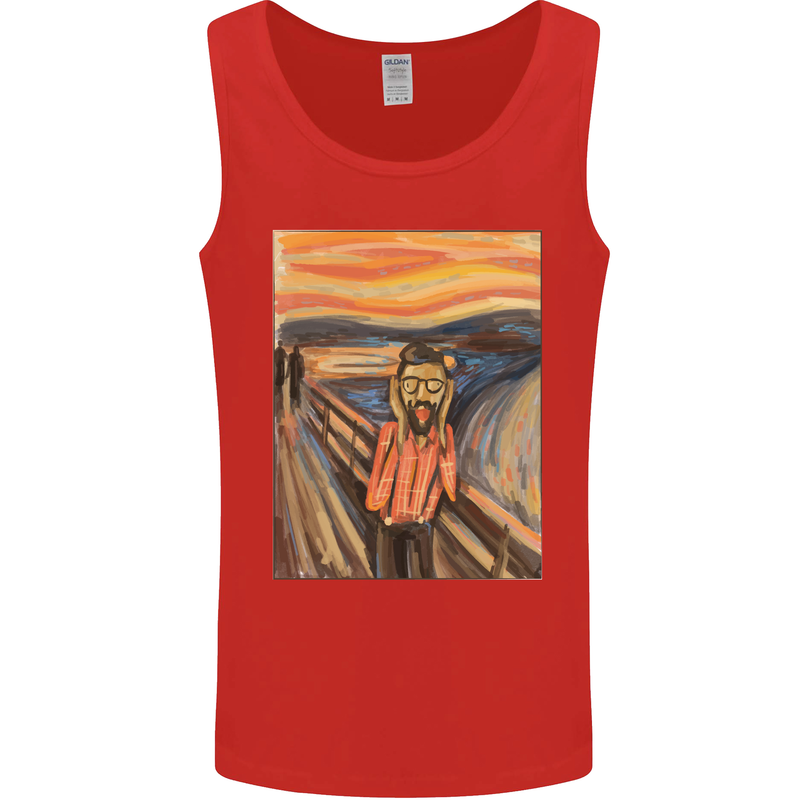 Hipster Scream Painting Mens Vest Tank Top Red