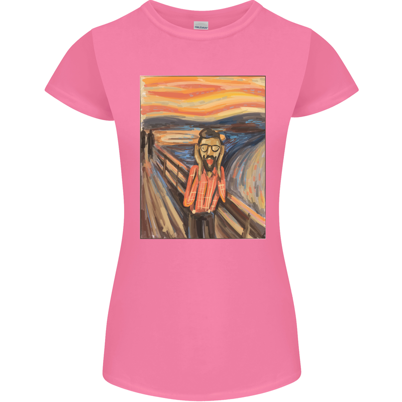 Hipster Scream Painting Womens Petite Cut T-Shirt Azalea