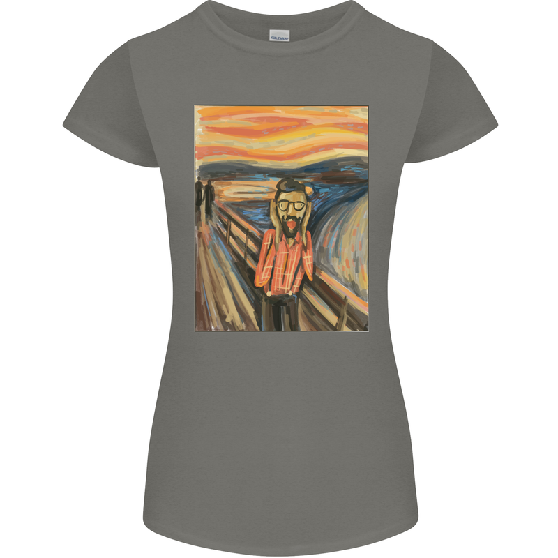 Hipster Scream Painting Womens Petite Cut T-Shirt Charcoal