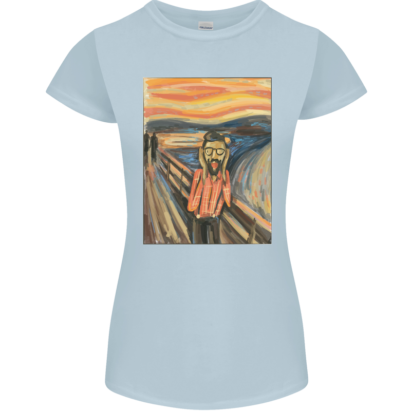 Hipster Scream Painting Womens Petite Cut T-Shirt Light Blue