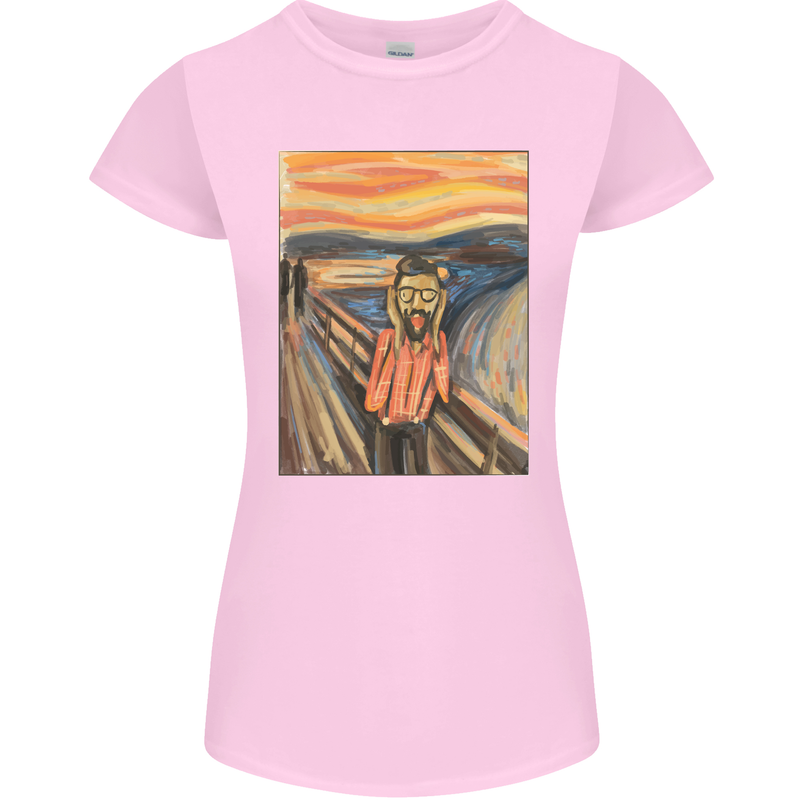 Hipster Scream Painting Womens Petite Cut T-Shirt Light Pink