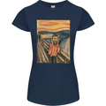 Hipster Scream Painting Womens Petite Cut T-Shirt Navy Blue
