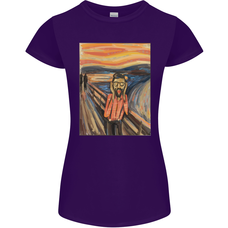 Hipster Scream Painting Womens Petite Cut T-Shirt Purple