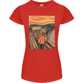 Hipster Scream Painting Womens Petite Cut T-Shirt Red