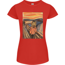 Hipster Scream Painting Womens Petite Cut T-Shirt Red