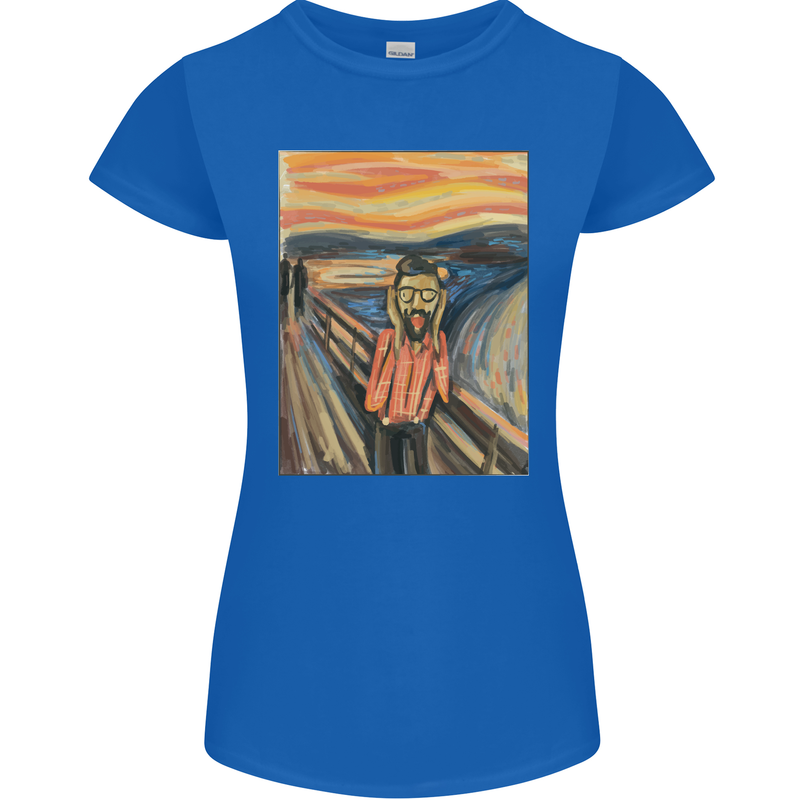 Hipster Scream Painting Womens Petite Cut T-Shirt Royal Blue