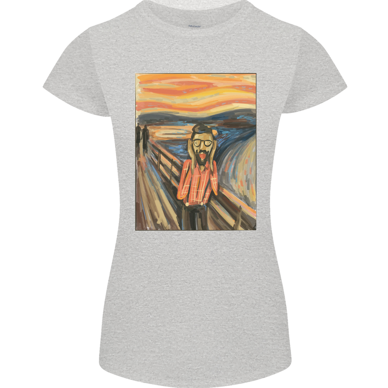 Hipster Scream Painting Womens Petite Cut T-Shirt Sports Grey