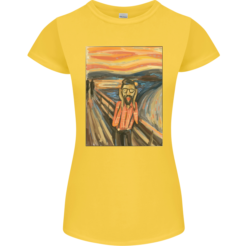 Hipster Scream Painting Womens Petite Cut T-Shirt Yellow