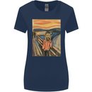 Hipster Scream Painting Womens Wider Cut T-Shirt Navy Blue