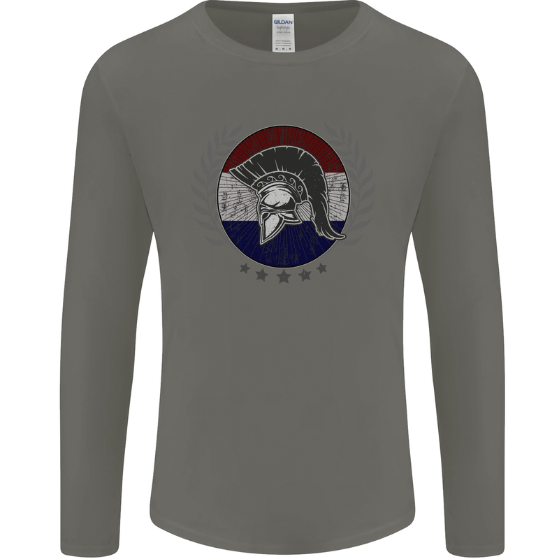 Holland Bodybuilding Flag Gym Training Dutch Mens Long Sleeve T-Shirt Charcoal