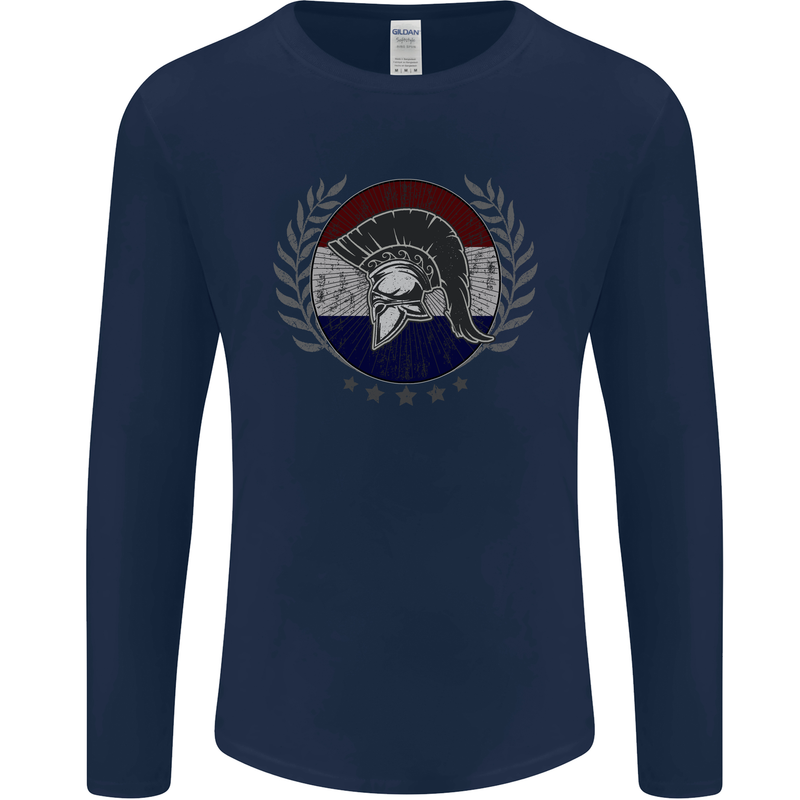 Holland Bodybuilding Flag Gym Training Dutch Mens Long Sleeve T-Shirt Navy Blue