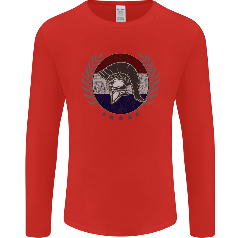 Holland Bodybuilding Flag Gym Training Dutch Mens Long Sleeve T-Shirt Red