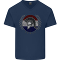 Holland Bodybuilding Flag Gym Training Dutch Mens V-Neck Cotton T-Shirt Navy Blue