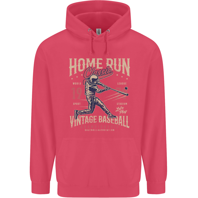 Home Run Vintage Baseball Player Childrens Kids Hoodie Heliconia