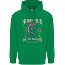 Home Run Vintage Baseball Player Childrens Kids Hoodie Irish Green